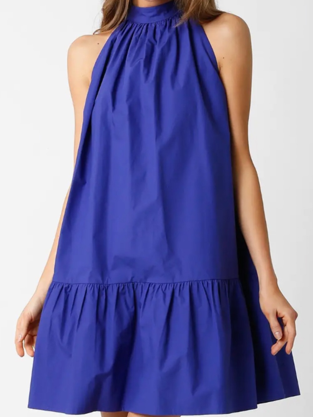 Olivaceous Purple Halter Ruffle Dress